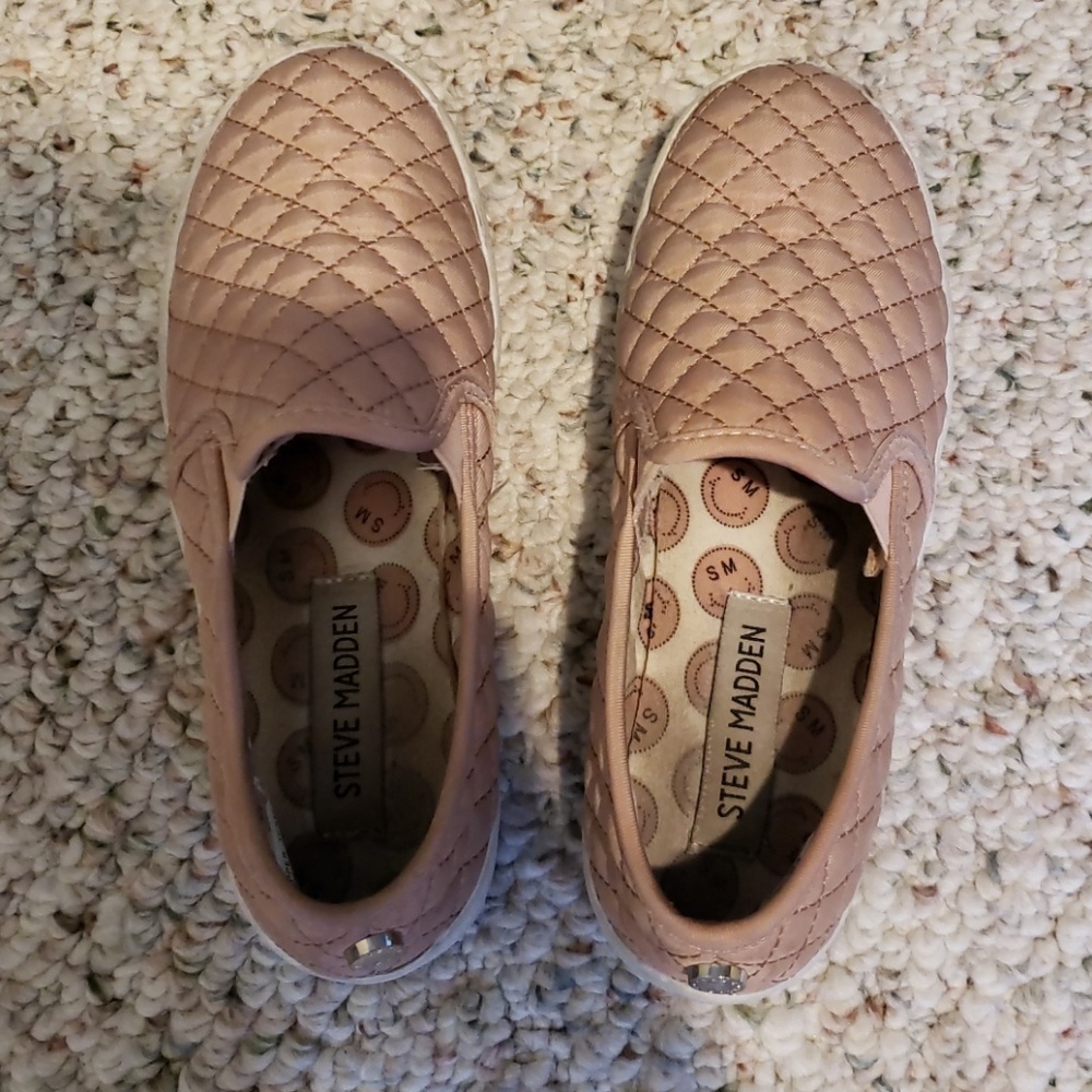 Pink slip on sneakers